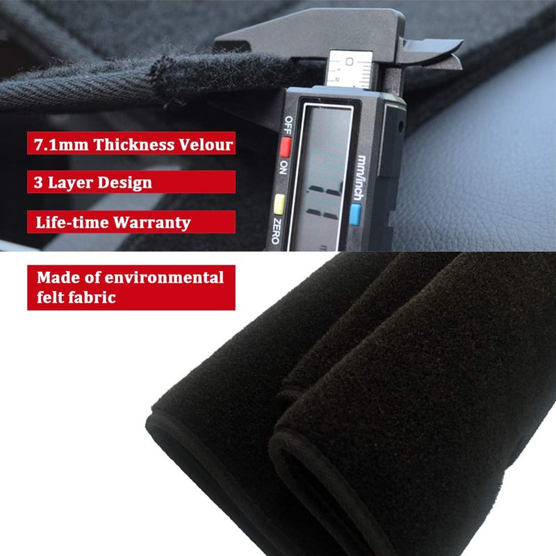 HanLanKa Dashboard Cover for Chevy Chevrolet Suburban/Tahoe 2007-2014,Chevrolet Avalanche Silverado 1500 LTZ 2007-2013,GMC Yukon 2007-2014 Dash Cover Mat(Premium Carpet, Black) - Image 3